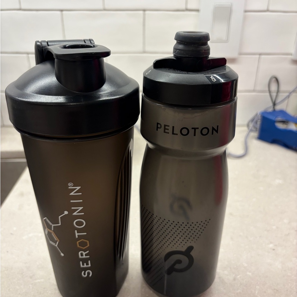 Peloton Black and Gray Water Bottle & free shaker cup